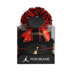 Children's winter hat red Air Jordan Plaid Pom Beanie - FB9388-010