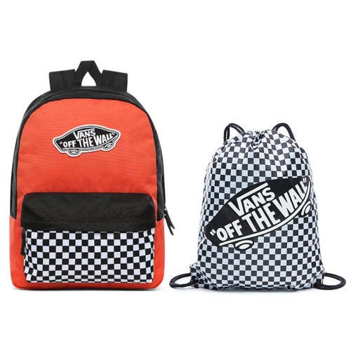  Vans Realm Paprika-Checkerboard Backpack - VN0A3UI6ZKF + Benched Bag