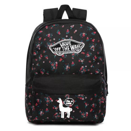 Vans Realm Beauty Floral Black Backpack Custom Lama - VN0A3UI6ZX3