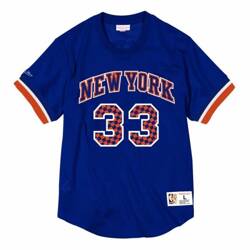 Mitchell & Ness NBA New York Knicks Patrick Ewing Name & Number Mesh Crewneck - NNMPMG18062-NYKROYA96PEW