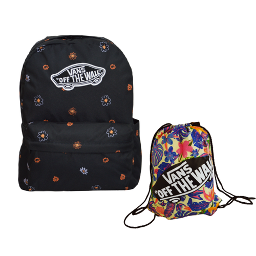 Vans Old Skool Classic Backpack Black Flowers VN000H4YCYW1 + Vans Benched Bag