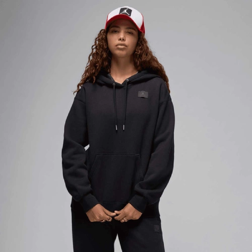 Bluza damska z kapturem Air Jordan Flight Fleece Satin-Lined Pullover Hoodie Czarna - FV7050-010