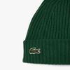 Czapka zimowa wełniana Lacoste Ribbed Wool Beanie Zielona - RB0001-132