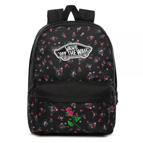 Vans Realm Beauty Floral Black Backpack Custom Rose - VN0A3UI6ZX3