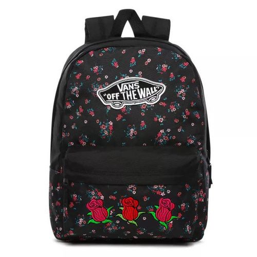 Vans Realm Beauty Floral Black Rucksack Custom Roses - VN0A3UI6ZX3