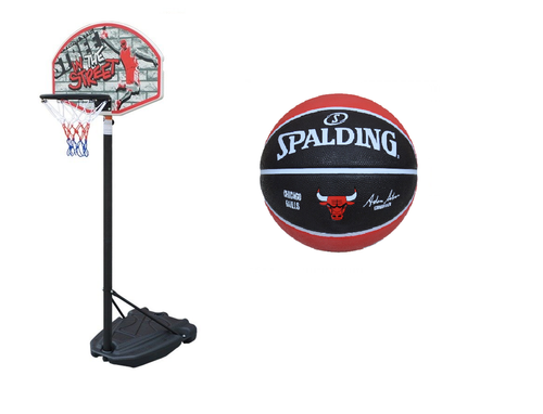 Zestaw Kosz do Koszykówki Master Ability regulowany + Piłka do koszykówki Spalding Teamball Chicago Bulls