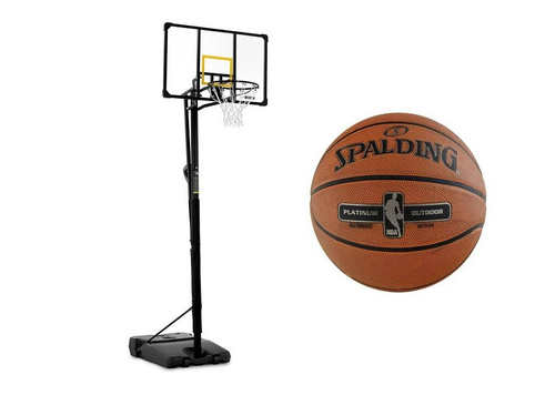 Zestaw kosz do koszykówki regulowany 230-305 + Piłka Spalding NBA