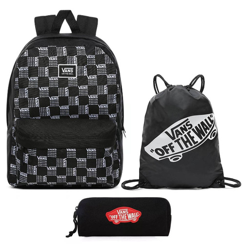 Vans Realm Word Check Backpack VN0A3UI7ZM0 + Benched Bag + Pencil Pouch