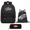 Vans Realm Beauty Floral Black Rucksack + Pencil Pouch + Benched Bag