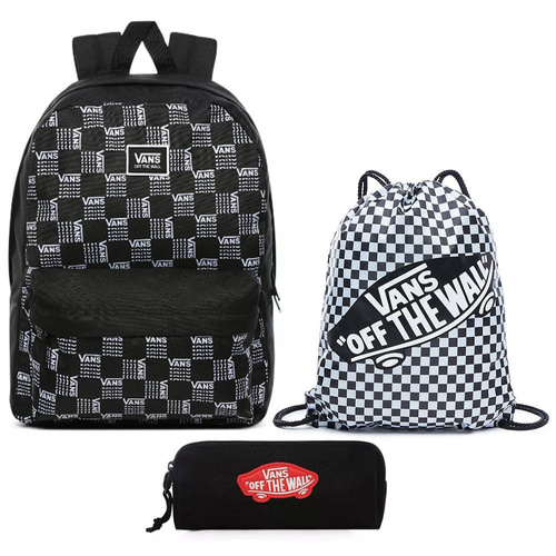 Vans Realm Word Check Backpack VN0A3UI7ZM0 + Benched Bag + Pencil Pouch