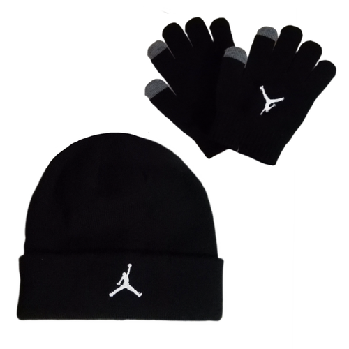 Zestaw dziecięcy czapka zimowa + rękawiczki Air Jordan Essential Beanie Set Czarny - 9A0836-023
