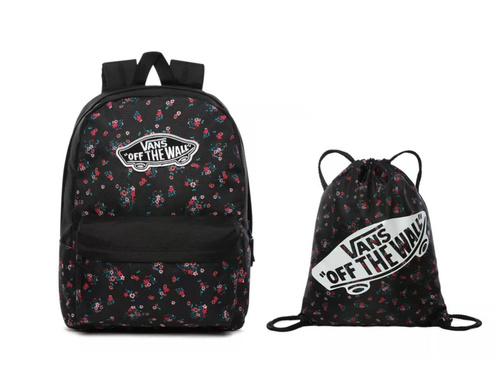 Plecak do szkoły + worek szkolny Vans Realm Beauty Floral Black młodzieżowy