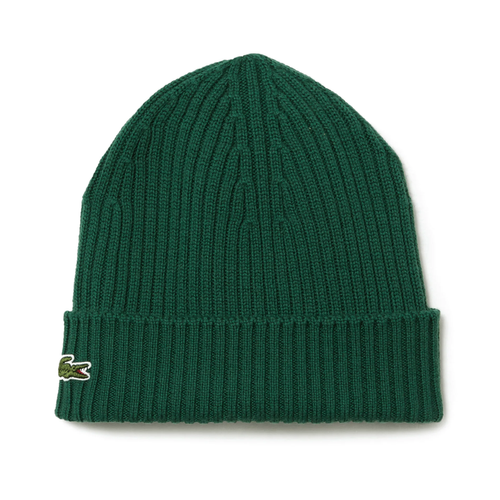 Czapka zimowa wełniana Lacoste Ribbed Wool Beanie Zielona - RB0001-132