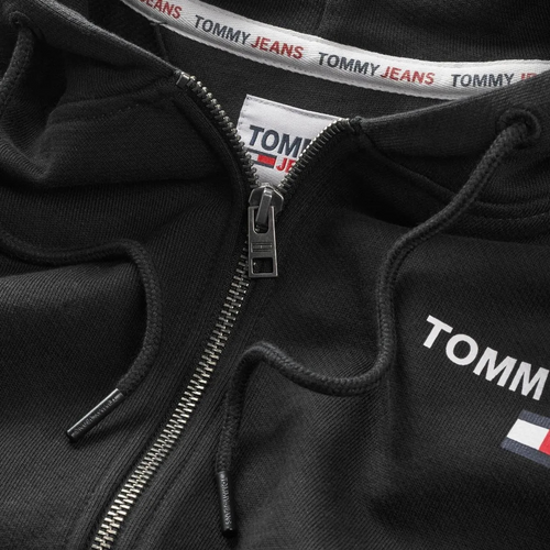 Bluza męska Tommy Hilfiger TJM Reg Entry Zip Hoodie czarna z kapturem - DM0DM17783-BDS