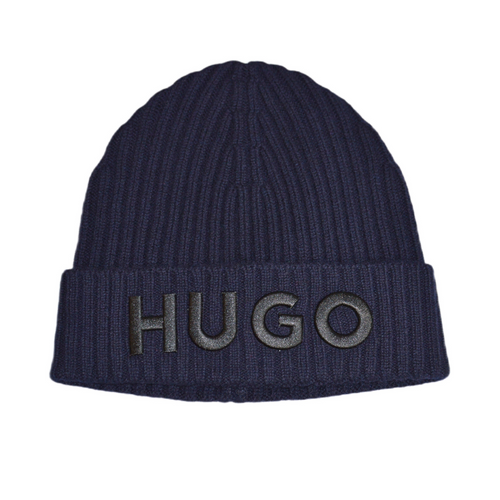 Czapka zimowa beanie Hugo Boss wełniana granatowa - 50495778-410